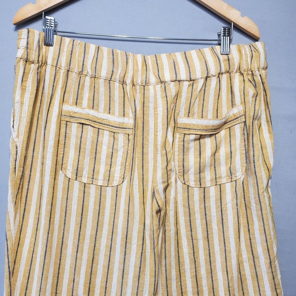 Per Se Linen Blend Striped Pants Womens L Yellow White Drawstring Casual Resort - Picture 8 of 13